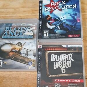 PlayStation 3 Game Bundle - Rock Revolution, Guitar Hero 5, Blazing Angels